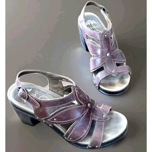 Dansko Women's Nina Platform Chunky Sandals Brown Floral Leather Buckle Size 38‎